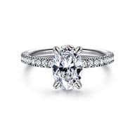 Twain - 18K White Gold Oval Diamond Engagement Ring