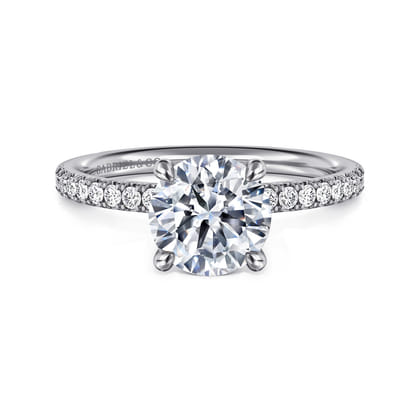 Twain - 18K White Gold Round Diamond Engagement Ring
