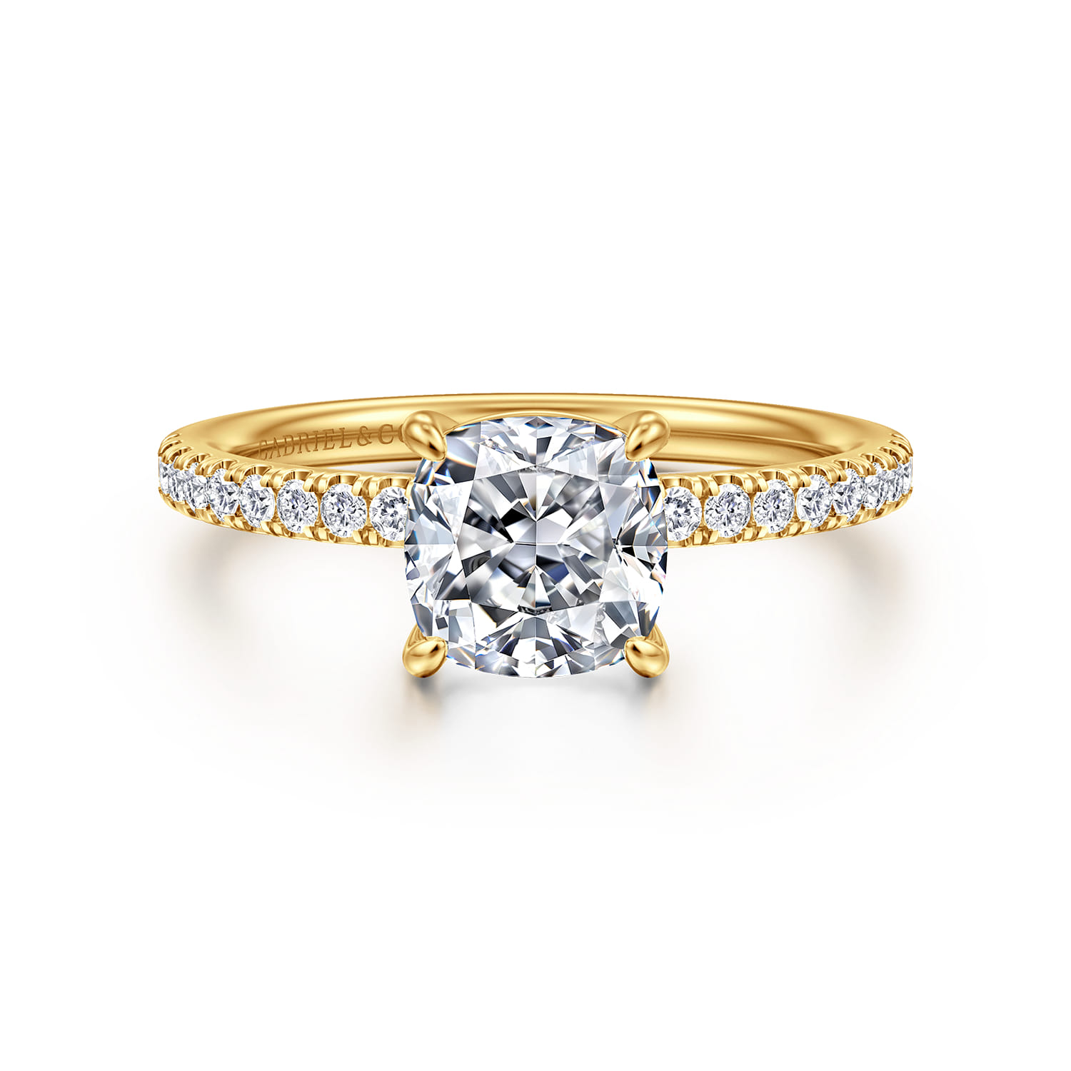 Twain - 18K Yellow Gold Cushion Cut Diamond Engagement Ring