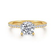 Twain - 18K Yellow Gold Cushion Cut Diamond Engagement Ring