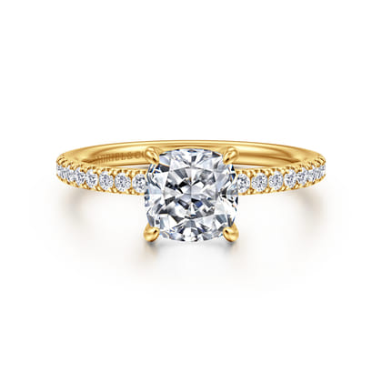 Twain - 18K Yellow Gold Cushion Cut Diamond Engagement Ring