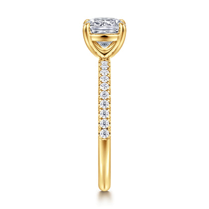 Twain - 18K Yellow Gold Cushion Cut Diamond Engagement Ring