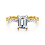 Twain - 18K Yellow Gold Emerald Cut Diamond Engagement Ring