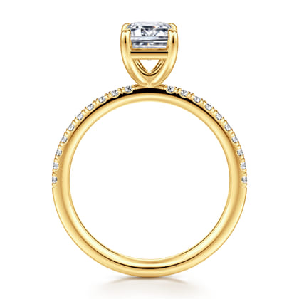 Twain - 18K Yellow Gold Emerald Cut Diamond Engagement Ring