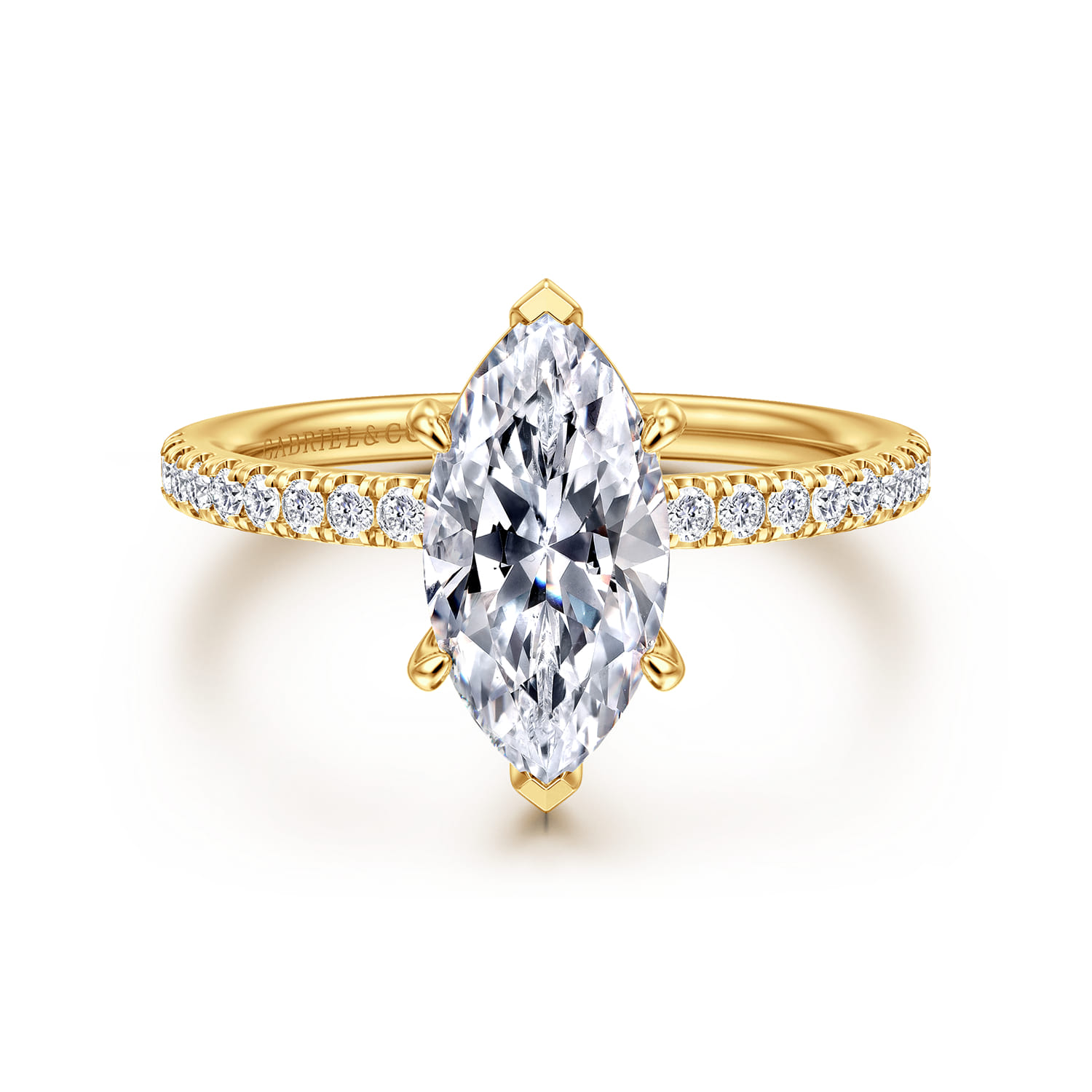 Twain - 18K Yellow Gold Marquise Shape Diamond Engagement Ring