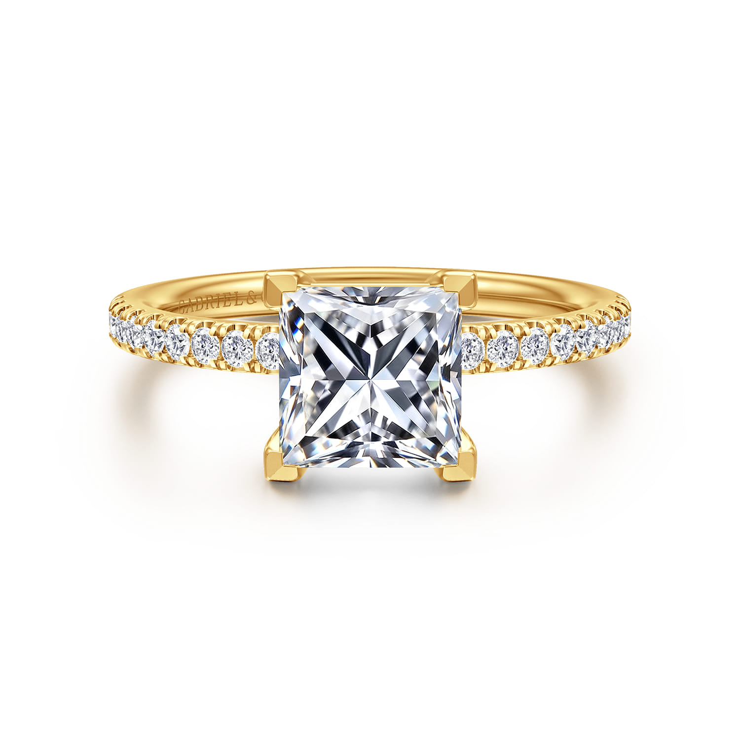 Twain - 18K Yellow Gold Princess Cut Diamond Engagement Ring