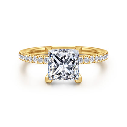 Twain - 18K Yellow Gold Princess Cut Diamond Engagement Ring