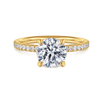 Twain - 18K Yellow Gold Round Diamond Engagement Ring