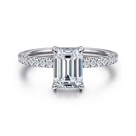 Twain - Platinum Emerald Cut Diamond Engagement Ring