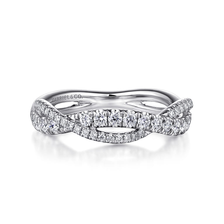 Fancy Wedding Ring in 14k White Gold with Round Natural Diamond at Gabriel & Co. - Shot 1
