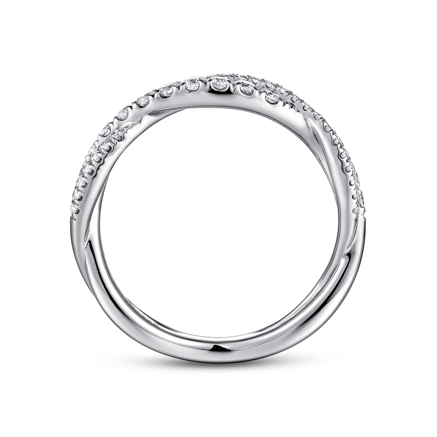Fancy Wedding Ring in 14k White Gold with Round Natural Diamond at Gabriel & Co. - Shot 2