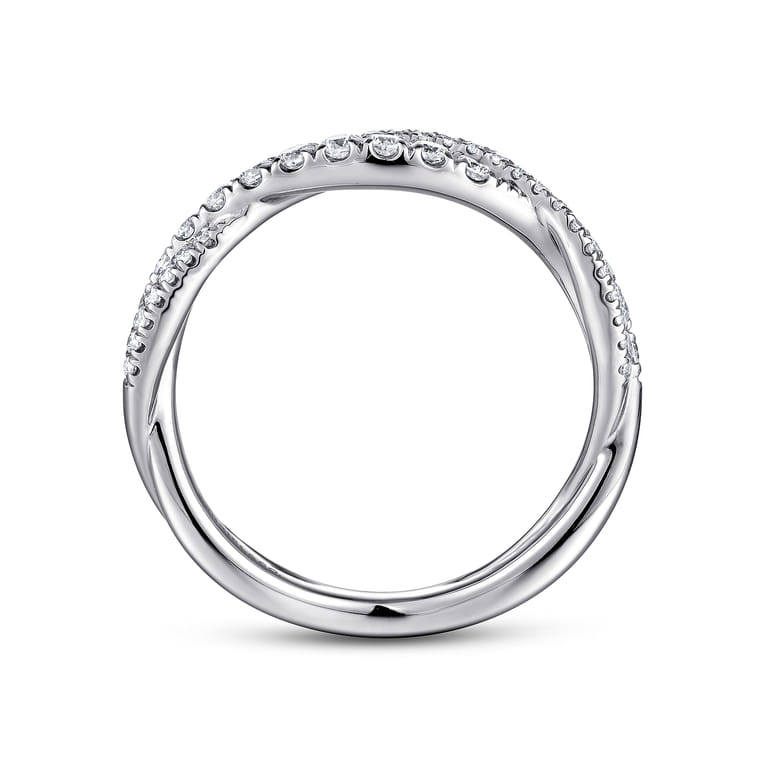 Fancy Wedding Ring in 14k White Gold with Round Natural Diamond at Gabriel & Co. - Shot 2