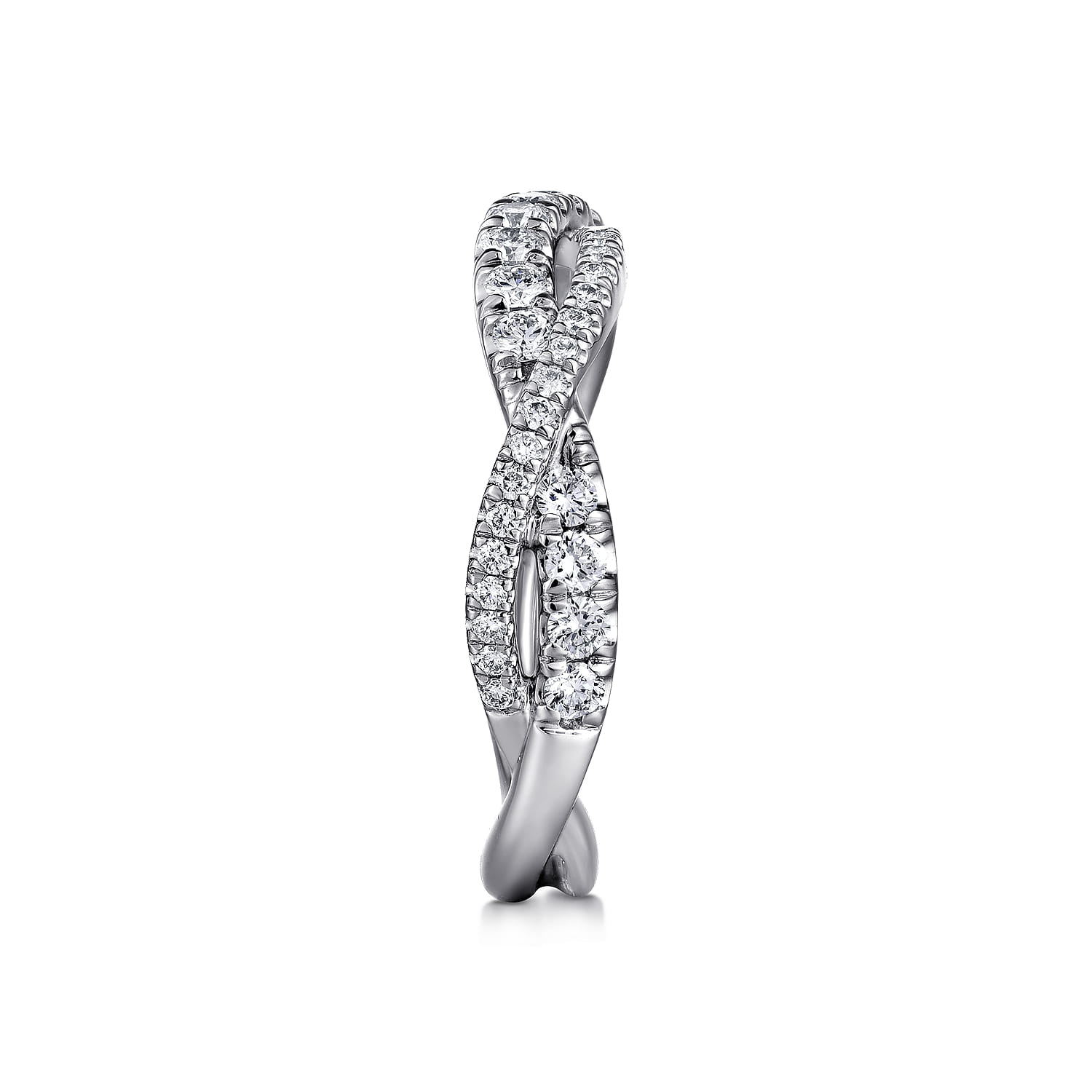 Fancy Wedding Ring in 14k White Gold with Round Natural Diamond at Gabriel & Co. - Shot 4