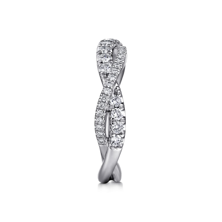 Fancy Wedding Ring in 14k White Gold with Round Natural Diamond at Gabriel & Co. - Shot 4