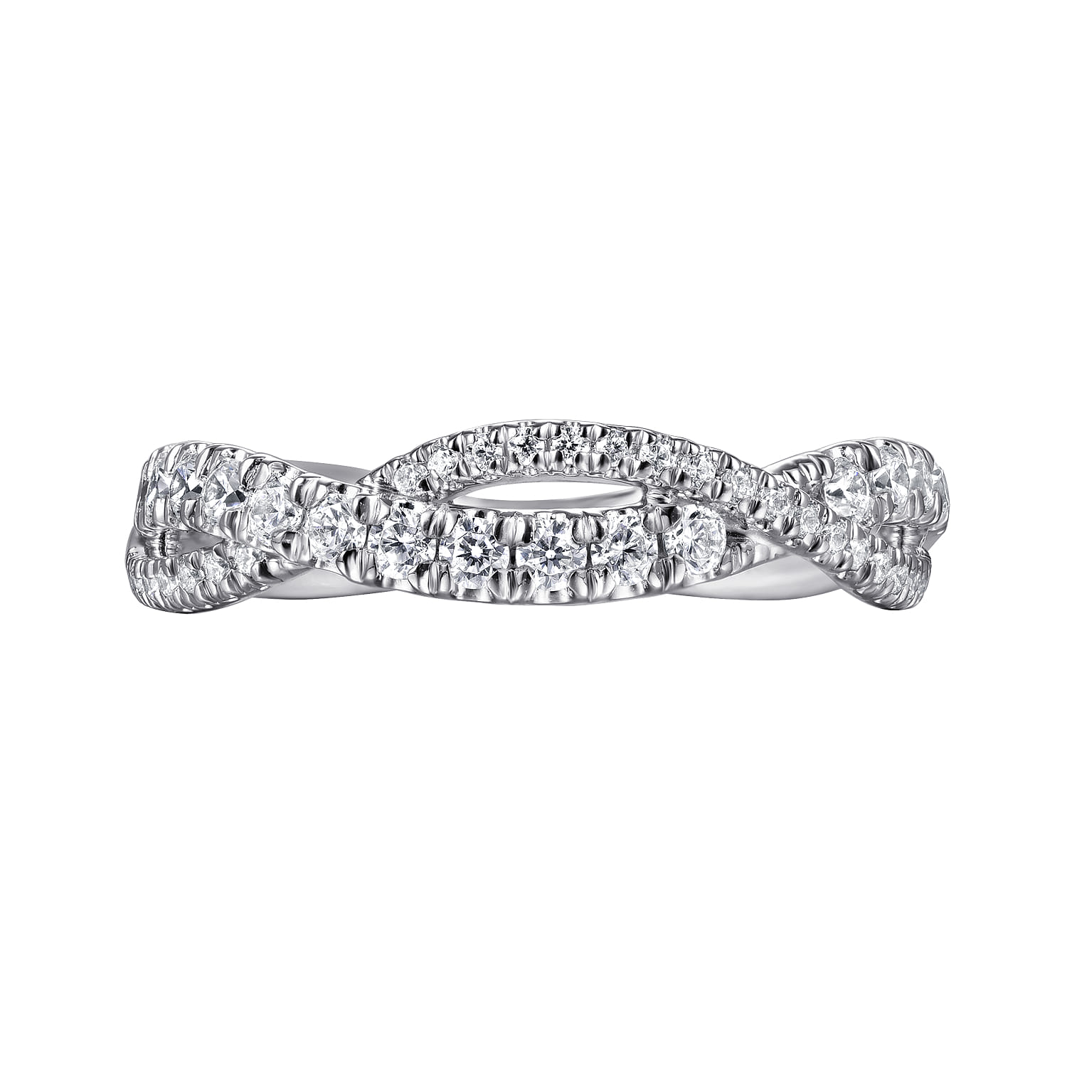 Fancy Wedding Ring in 14k White Gold with Round Natural Diamond at Gabriel & Co. - Shot 6