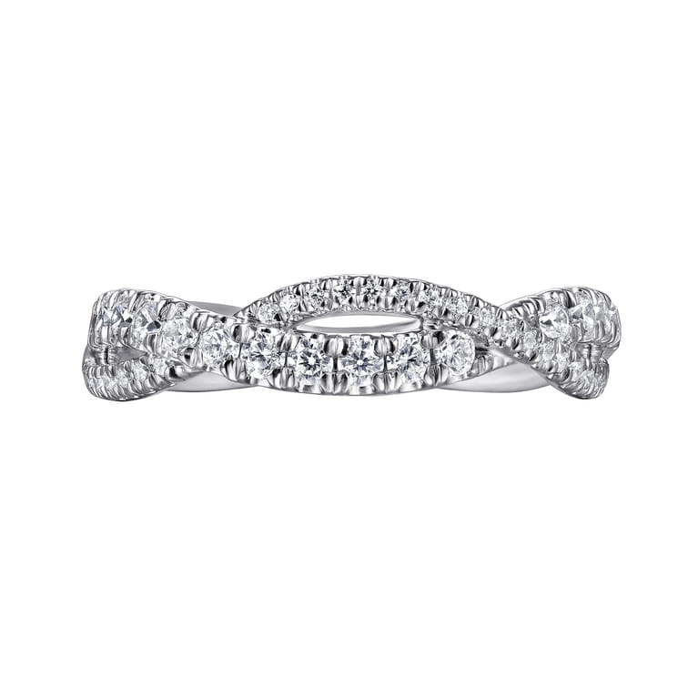Fancy Wedding Ring in 14k White Gold with Round Natural Diamond at Gabriel & Co. - Shot 6