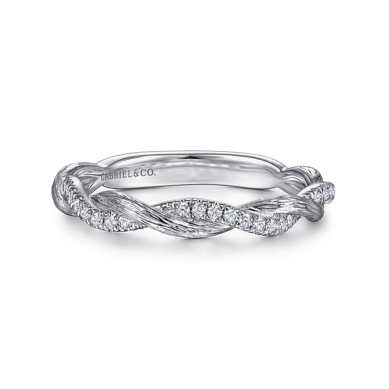 Fancy Wedding Ring in 14k White Gold with Round Natural Diamond at Gabriel & Co. - Shot 1