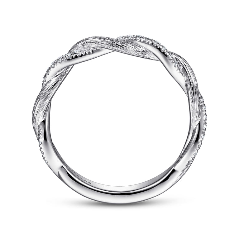 Fancy Wedding Ring in 14k White Gold with Round Natural Diamond at Gabriel & Co. - Shot 2
