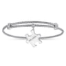 Twisted Cable Stainless Steel Bangle with Sterling Silver Believe Puzzle Piece Charm