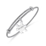 Twisted Cable Stainless Steel Bangle with Sterling Silver Believe Puzzle Piece Charm