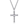 Twisted Rope Cross Pendant Necklace X Center 925 Sterling Silver