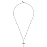 Twisted Rope Cross Pendant Necklace X Center 925 Sterling Silver