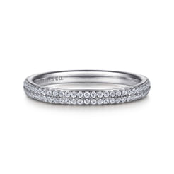 Two Row 14K White Gold Micro Pave Diamond Anniversary Band