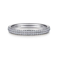 Two Row 14K White Gold Micro Pave Diamond Anniversary Band