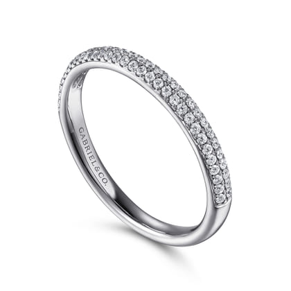 Two Row 14K White Gold Micro Pave Diamond Anniversary Band