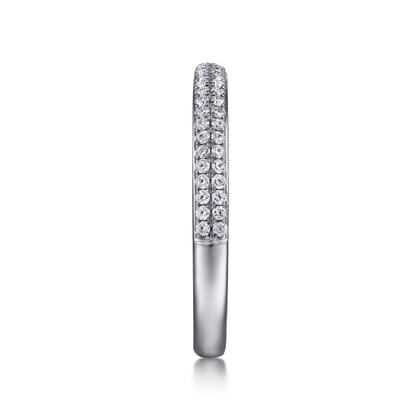 Two Row 14K White Gold Micro Pave Diamond Anniversary Band