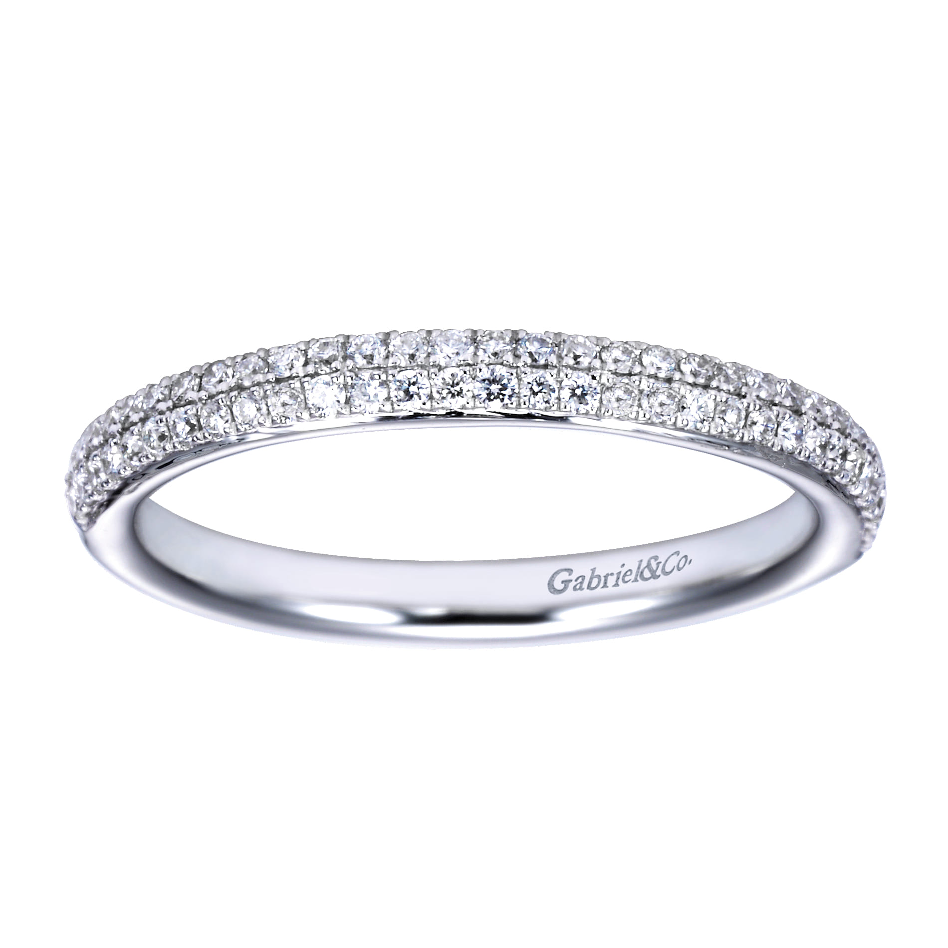 Fancy Wedding Ring in 14k White Gold with Round Natural Diamond at Gabriel & Co. - Shot 5