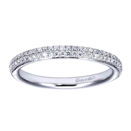 Two Row 14K White Gold Micro Pave Diamond Anniversary Band