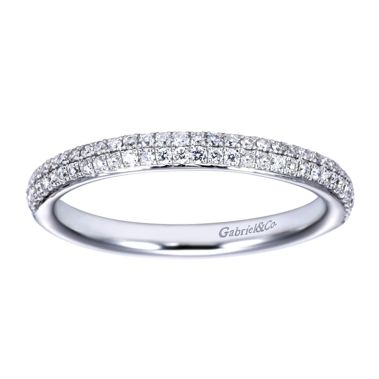 Fancy Wedding Ring in 14k White Gold with Round Natural Diamond at Gabriel & Co. - Shot 5
