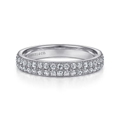 Two Row 14K White Gold Micro Pave Diamond Anniversary Band