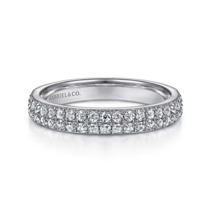 Two Row 14K White Gold Micro Pave Diamond Anniversary Band