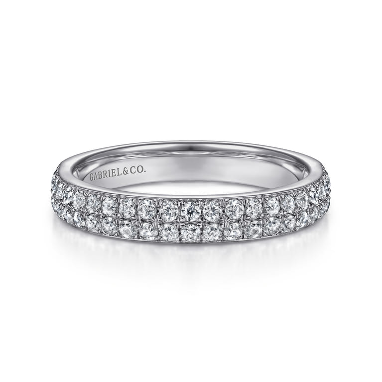 Fancy Wedding Ring in 14k White Gold with Round Natural Diamond at Gabriel & Co. - Shot 1