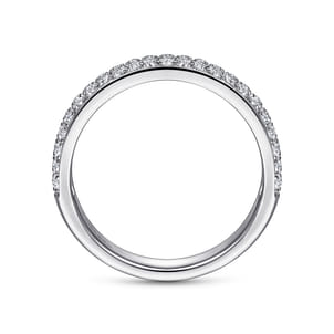 Two Row 14K White Gold Micro Pave Diamond Anniversary Band
