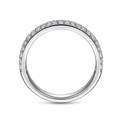 Two Row 14K White Gold Micro Pave Diamond Anniversary Band