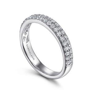 Two Row 14K White Gold Micro Pave Diamond Anniversary Band