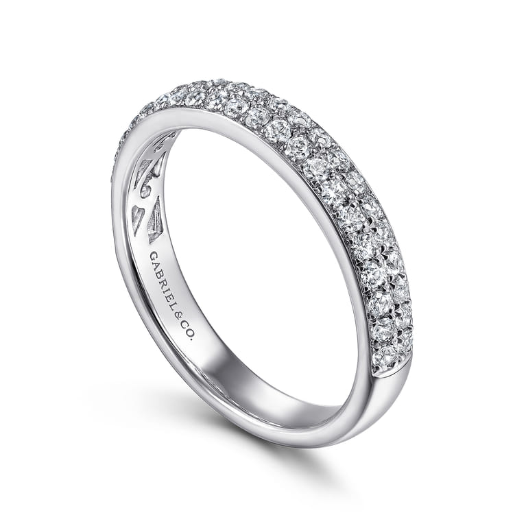 Fancy Wedding Ring in 14k White Gold with Round Natural Diamond at Gabriel & Co. - Shot 3
