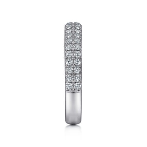 Two Row 14K White Gold Micro Pave Diamond Anniversary Band