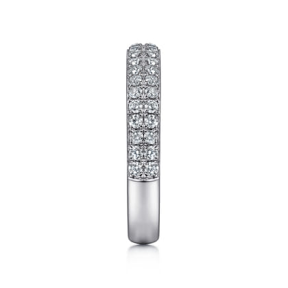 Two Row 14K White Gold Micro Pave Diamond Anniversary Band