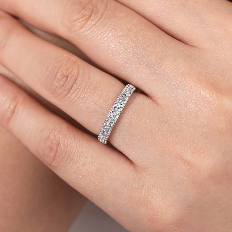 Fancy Wedding Ring in 14k White Gold with Round Natural Diamond at Gabriel & Co. - Shot 5
