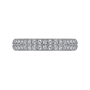 Two Row 14K White Gold Micro Pave Diamond Anniversary Band