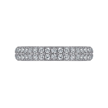 Two Row 14K White Gold Micro Pave Diamond Anniversary Band