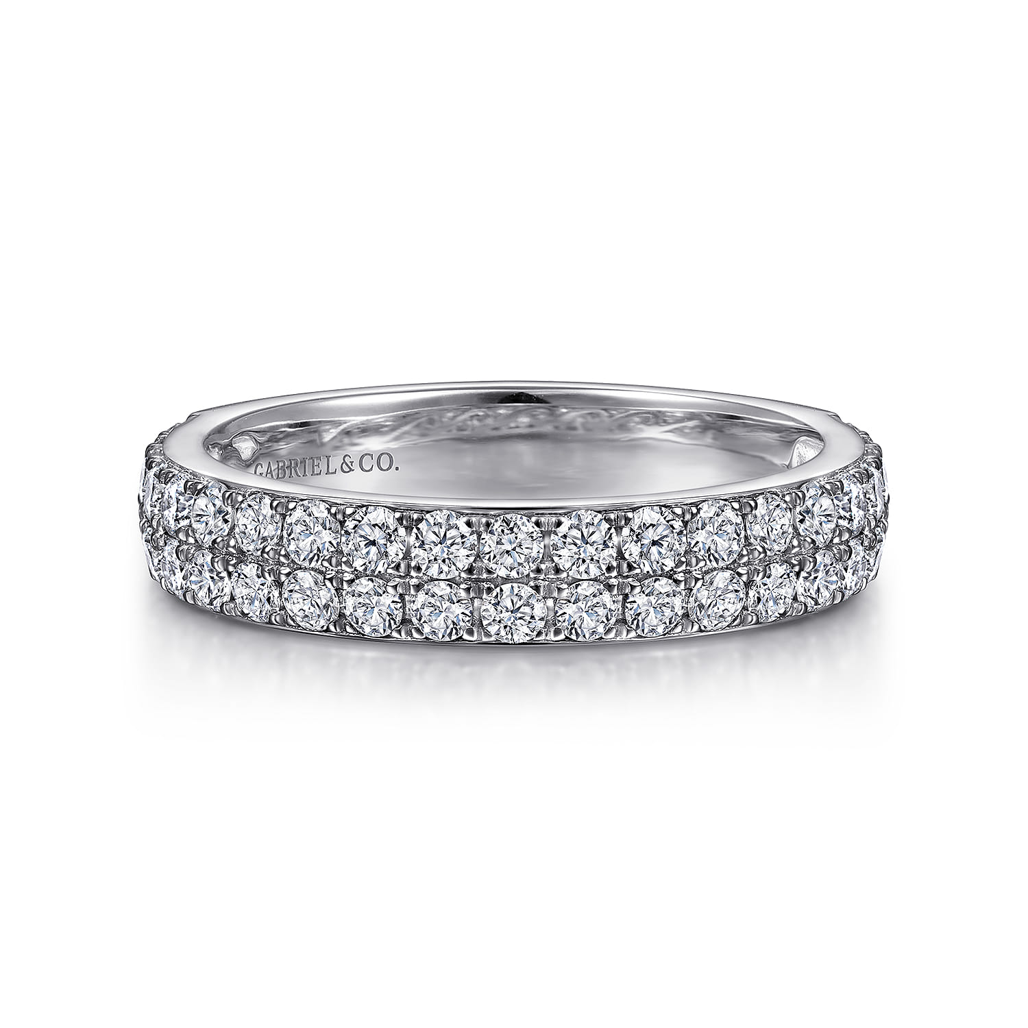 Fancy Wedding Ring in 14k White Gold with Round Natural Diamond at Gabriel & Co. - Shot 1