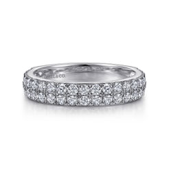 Two Row 14K White Gold Micro Pavé Diamond Anniversary Band