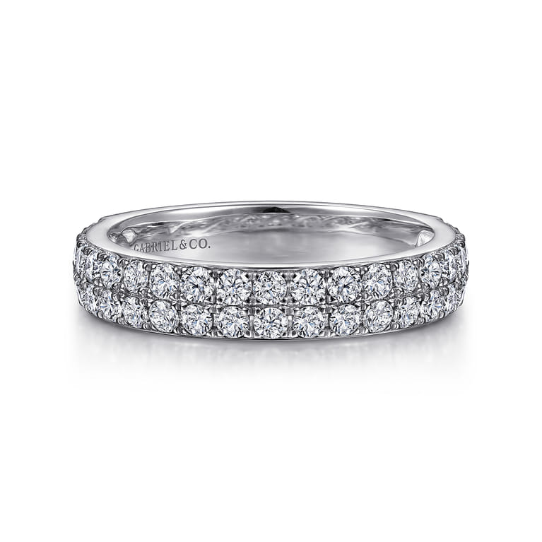 Fancy Wedding Ring in 14k White Gold with Round Natural Diamond at Gabriel & Co. - Shot 1