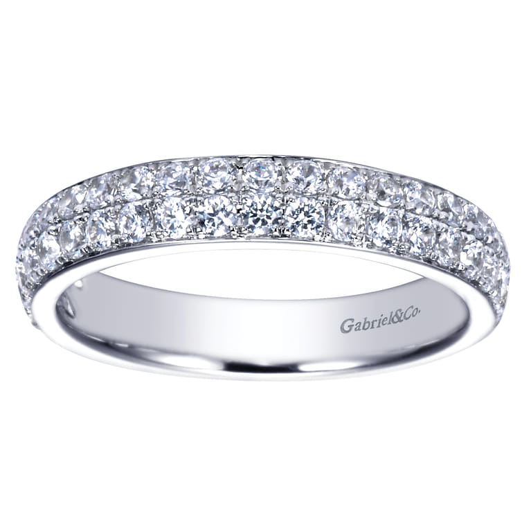 Fancy Wedding Ring in 14k White Gold with Round Natural Diamond at Gabriel & Co. - Shot 5