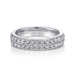 Two Row 14K White Gold Micro Pave Diamond Anniversary Band